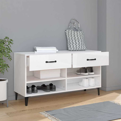 Szafka na buty, wysoki połysk, biała, 102x35x55 cm
