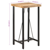 Stolik barowy, 55x55x107 cm, lite drewno mango i żelazo