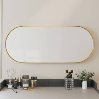 vidaXL Lustro ścienne, złote, 25x60 cm, owalne