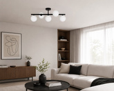 Prosta lampa sufitowa z białymi kloszami, 5 x G9 K-5859 z serii FILO
