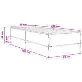 Ramka łóżka Dąb dymny 80 x 200 cm Drewno inżynieryjne