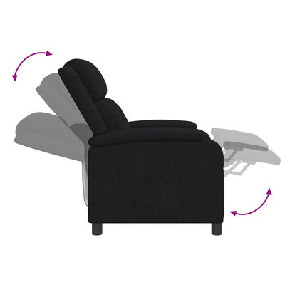 Fotel recliner Czarny tkanina