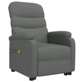vidaXL Podnoszony fotel masujący, ciemnoszary, tkanina model standard