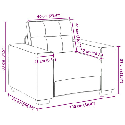 Sofa Fotel Kremowy 100x78x80 cm Aksamit