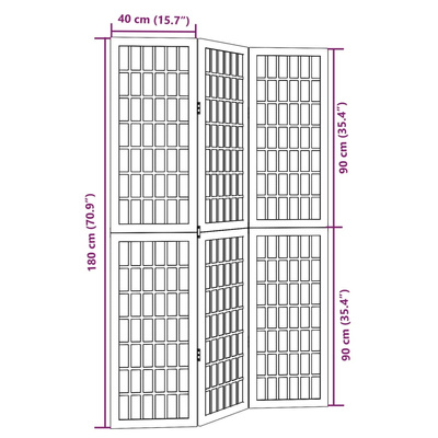 Parawan pokojowy, 3-panelowy, czarny, lite drewno paulowni