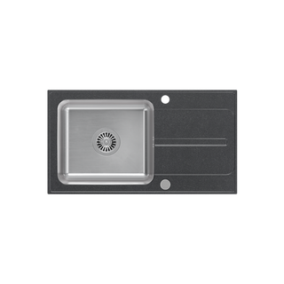 RALPH 111 Fusion GraniteQ black dotted (czarny) z komorą stalową (780x430x190) z syfonem manualnym i zaślepką