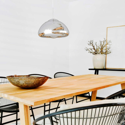 Lampa Wisząca Szklana E27 Srebrna Abruzzo Zonda