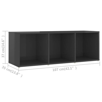 vidaXL Szafka pod TV, szara na wysoki połysk, 107x35x37 cm
