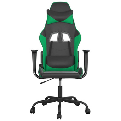 vidaXL Fotel gamingowy, czarno-zielony, sztuczna skóra