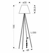 PLATINO lampa podłogowa czarny 1x40W E27 abażur srebrny