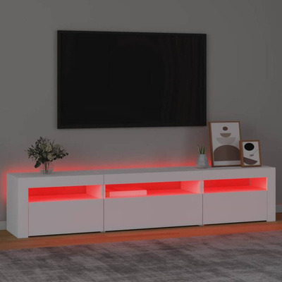 vidaXL Szafka pod TV z oświetleniem LED, biała, 195x35x40 cm