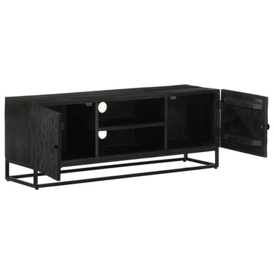vidaXL Szafka pod TV, czarna, 110x30x40 cm, lite drewno mango i żelazo model standard