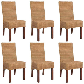 Krzesła stołowe, 6 szt., brązowe, naturalny rattan
