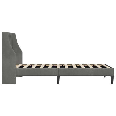 Ramka łóżka Z zagłówkiem Ciemnoszary 90 x 200 cm Aksamit