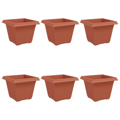Kwadratowa doniczka na kwiaty 6 pcs Czerwony ceglasty