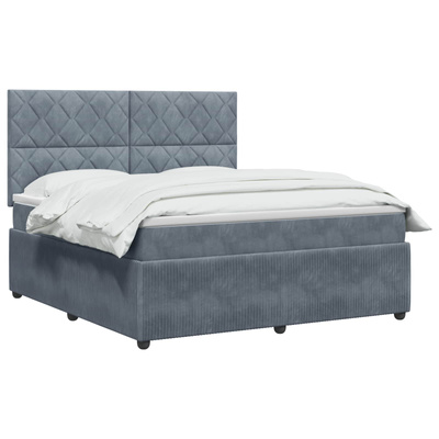 Łóżko z box spring LED z materacem ciemnoszary 180 x 200 cm
