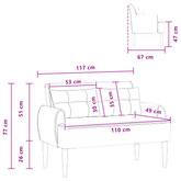 Sofa dwuosobowa z guzikowym pikowaniem kremowy 117 x 67 x 77 cm