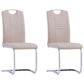 Krzesła stołowe, wspornikowe 2 szt., cappuccino, sztuczna skóra vidaXL