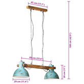 Lampa wisząca, 25 W, postarzany niebieski, 85x28x109 cm, E27