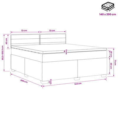 Łóżko Box Spring z materacem i LED niebieski 140 x 200 cm