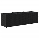 Donica ogrodowa z 3 wkładami, czarna, 105x30x32 cm, rattan PE