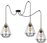 Lampa wisząca Primo czarno-złota potrójna metalowa nad stół do jadalni