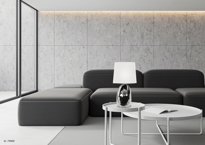Lampka nocna Hierro ceramiczna biało-srebrna z abażurem E27