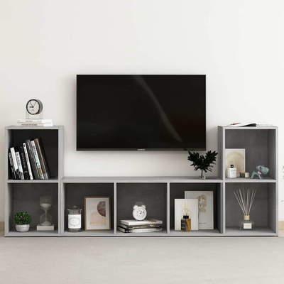 3-cz. zestaw szafek TV, szarość betonu, materiał drewnopochodny