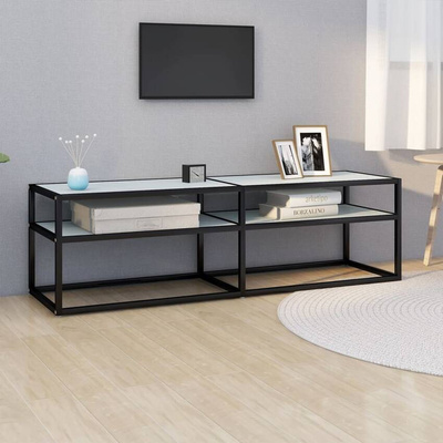 vidaXL Szafka pod TV, biały marmur, 140x40x40,5 cm, szkło hartowane