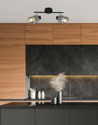 Bill Lampa Sufitowa Listwa Czarny 2X40W E27 Klosz Dymiony