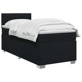 Łóżko Box Spring z materacem i LED Czarny 90 x 200 cm tkanina
