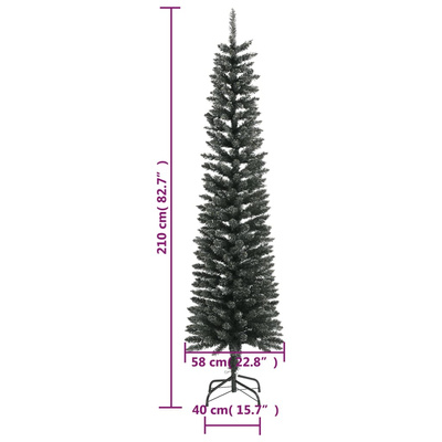 Sztuczna, smukła choinka ze stojakiem, zielona, 210 cm, PVC