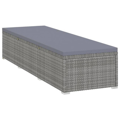 vidaXL Leżak z poduszką i stolikiem, polirattan, szary