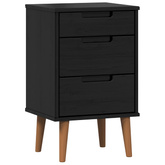 Szafka Nocna MOLDE Czarny 40 x 35 x 65 cm Lite drewno sosnowe