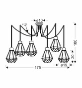 Lampa wisząca Primo czarno-złota 6-punktowa metalowa nad stół do jadalni