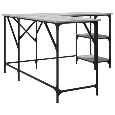 vidaXL Biurko, szary dąb sonoma, 139x139x75cm, materiał drewnopochodny