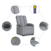 vidaXL Podnoszony fotel masujący, elektryczny, rozkładany, jasnoszary wariant 11