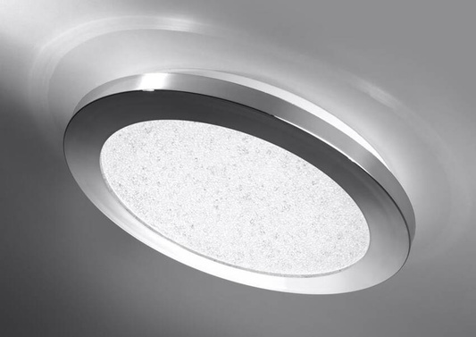 Plafon do łazienki PIXEL minimalistyczny – srebrny chromowany 40 cm - okrągły plafon LED z funkcją ściemniania 3000K 24W IP44