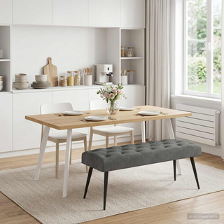 Ławka z guzikami ciemnoszary 110 x 40 x 46 cm Welur