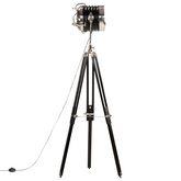 Lampa podłogowa na trójnogu, czarna, lite drewno mango, 171 cm