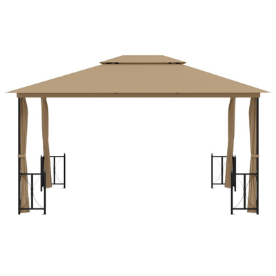 vidaXL Altana z zasłonkami i dwuczęściowym dachem, 3x4 m, kolor taupe