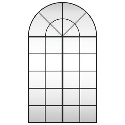 vidaXL Lustro ścienne, czarne, 80x140 cm, zakończone łukiem, żelazo