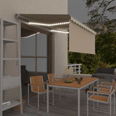 vidaXL Ręcznie zwijana markiza z zasłoną i LED, 3x2,5 m, kremowa