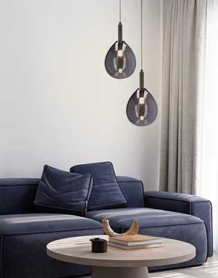 Lampa wisząca szklana LUKKA ze srebrnym kloszem – elegancka lampa do jadalni i salonu LED