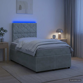 Łóżko z box spring LED z materacem jasnoszary 120 x 200 cm