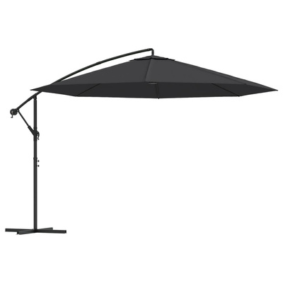 Parasol wiszący z aluminiowym słupkiem, 350 cm, czarny