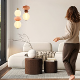 FLORES lampa wisząca mosiężny+brązowy 12W LED 3000K klosz biały