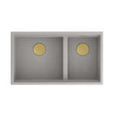 CLARK 842 Hard Rock GraniteQ zlewozmywak 2-komorowy podwieszany 840x485x255 mm concrete + odpływ złoty, syfon save space + zaczepy