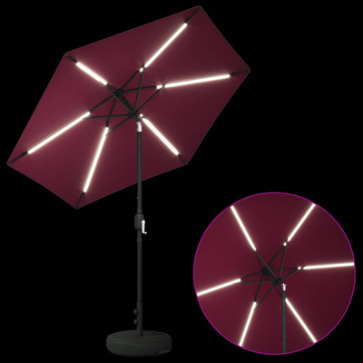 Parasol ogrodowy z oświetleniem LED i podstawą 230 x 230 cm