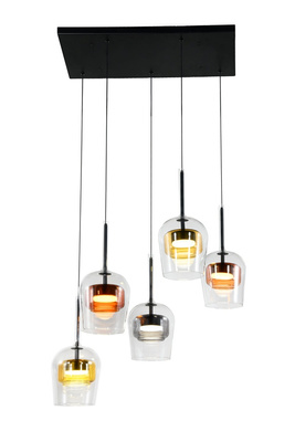 Lampa wisząca Glaxi szklane kolorowe klosze 5xGX53 nad stół do salonu i jadalni